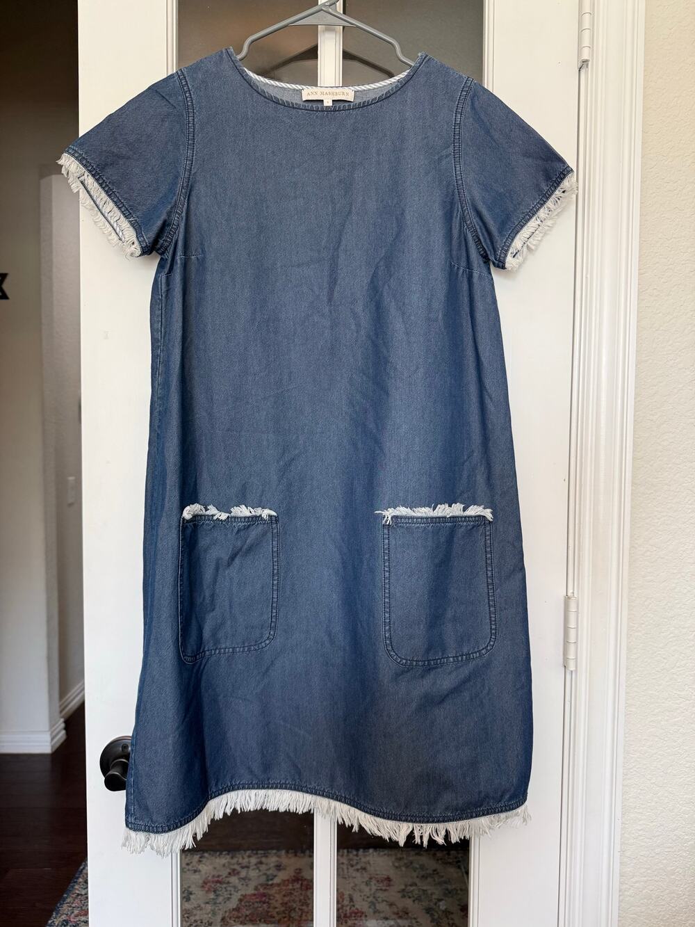 Ann Mashburn Denim Fringe cotton Shift Dress size small